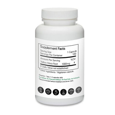 Prince 100% Pure Natural - Organic & Gelatinized Yellow Maca Root Powder Capsules | 프린스 유기농 노란 마카 캡슐