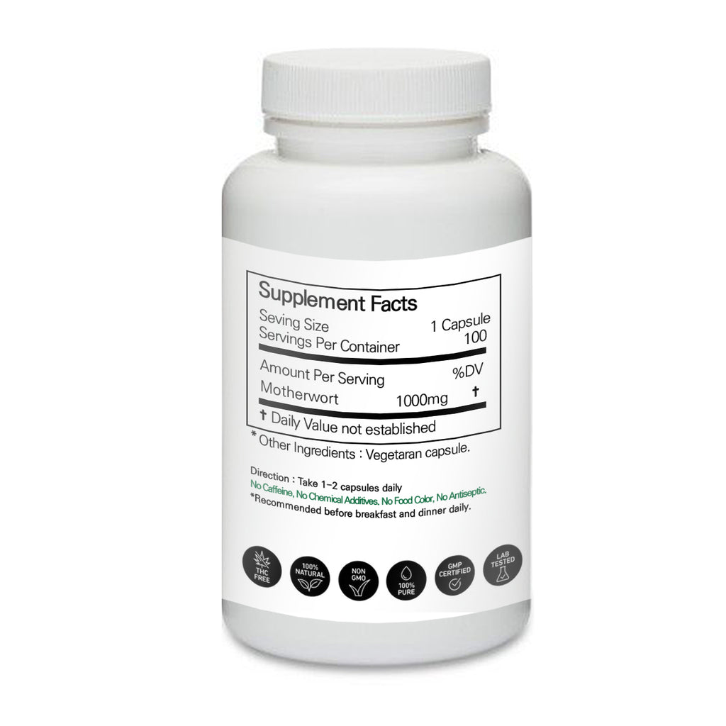 Prince 100% Pure Natural - Motherwort (Leonurus Cardiaca) Powder Capsules | 프린스 익모초 캡슐
