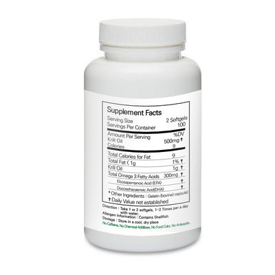 Prince Krill Oil Omega-3 Fatty Acid in Phospholipid Form 100 Softgels | 프린스  크릴오일 오메가3 소프트젤 100정