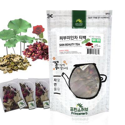 SKIN BEAUTY TEA (Roasted Lotus Leaf, Rose Petal) | [한국산] 피부미인차 (볶은 연잎, 장미꽃잎) 티백