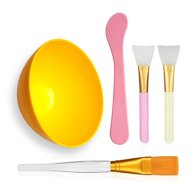 Facial Skin Care Mask Mixing Bowl DIY Set (Orange color) / 5 in 1 Orange Face Mask Mixing Bowl DIY Set | 얼굴 마스크팩 제조도구 혼합용기 5종 세트 (오렌지색)