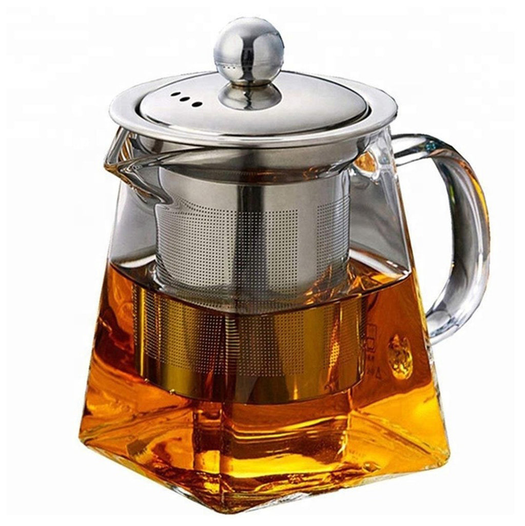 Handcrafted 750 ml Clear Heat Resistant Borosilicate Glass Teapot with Stainless Steel Infuser and Lid | 750 ml 내열유리 티포트